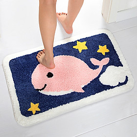Mua Thảm chùi chân HÌNH CÁ HEO (3 MÀU) lông mịn hình dễ thương(40*65CM)