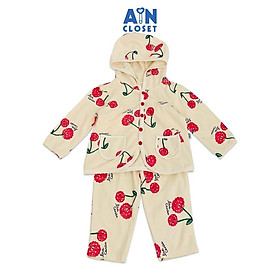 Bộ quần áo dài có nón bé gái họa tiết quả Mâm Xôi đỏ thun da cá - AICDBGNXNDLR - AIN Closet