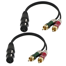 2x XLR Female to 2 x Phono Male   Plug Adapter Splitter Cable   30cm