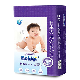 Bỉm dán GOLDGI+ Size M 66 miếng (cho trẻ từ 6-11kg)