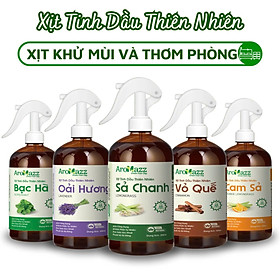 Xịt Tinh Dầu Thiên Nhiên Khử Mùi Thơm Phòng Sả Chanh, Cam Sả, Vỏ Quế, Bạc Hà, Oải Hương Chai Lớn 300ml
