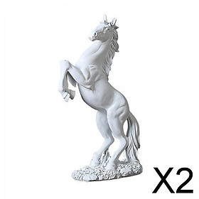 2x Horse Statue Decoration Sculpture Resin Modern Decorative Figure White