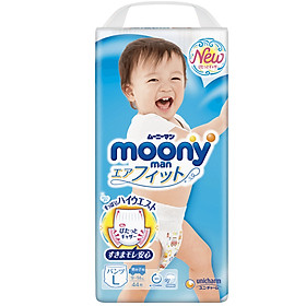 Bỉm - Tã quần Moony Blue size L Boy 44 miếng Cho bé 9 14kg