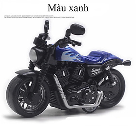 Đồ chơi mô hình xe mô tô Harley Davidson KAVY-18 bằng hợp kim và nhựa chạy cót nhiều màu - xanh