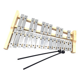 Aluminum Xylophone for Kids Adults Wooden Frame Compact 25 Note Glockenspiel