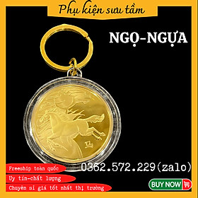 Mua Móc Khóa Đồng Xu 12 Con Giáp Khắc Hình Con Giáp NGỌ-NGỰA Phong Thủy May Mắn độc đáo  Chất Liệu Niken Mạ Vàng Sáng Bóng