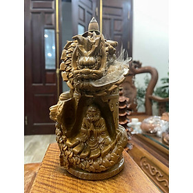 Mua Đạt ma sư tổ ngồi xông  đốt trầm hương gỗ bách thơm nức kt 20×12×12cm