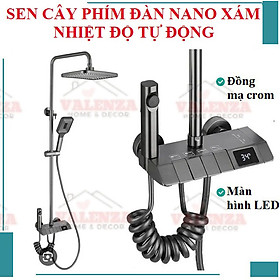 (Tặng ống nối cây sen) Sen cây phím đàn đồng mạ nano xám màn hình hiển thị nhiệt độ tự động kèm xịt vệ sinh