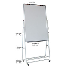 Bảng Flipchart chân gấp 80x120cm-Mặt bảng trắng không ô ly 80x120cm