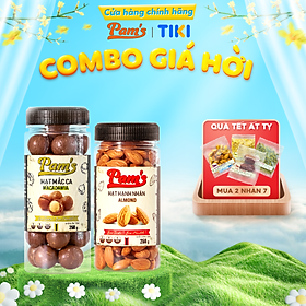 Combo hạnh nhân Mỹ + Macca nhập khẩu Úc Pam's - Sấy chín giòn thơm, nguyên vị