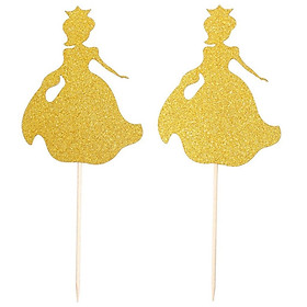 20 Pieces Golden Glitter Princess Cupcake Picks Cake Toppers Party Decor