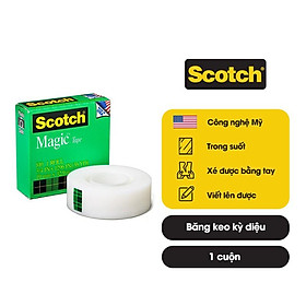 Băng keo kì diệu Magic Tape Scotch 3M 810 19.05mm x 32,9m - Trong suốt, siêu dính, viết lên được, xé được bằng tay - 1 vỉ 1 cuộn