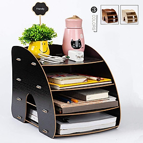 Kệ bàn học hình Cong - bàn làm việc nhỏ gọn, tiện ích - Kệ đựng hồ sơ tài liệu để bàn - Kệ sách mini - Kệ lưu trữ tài liệu giấy A4, A5 bằng gỗ - Vui lòng chọn Mẫu