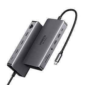 Mua Ugreen UG15965CM681TK Hub 2 × HDMI 8k30hz - 4K60Hz + 2 × USB-A 3.2 + USB-C 3.2 + USB-A 3.0 + gigabits RJ45 + SD + TF + 3.5mm + PD Bộ chuyển đổi USB type C - HÀNG CHÍNH HÃNG