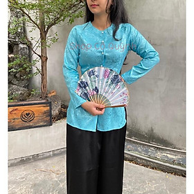 BỘ BÀ BA GẤM LỤA SIÊU SANG ĐI LỄ CHÙA ĐI CHƠI ĐỀU ĐẸP - Xanh ngọc, Xanh ngọc