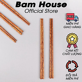 Set 10 đôi Đũa gỗ dừa loại 1 Bam House hoạ tiết vân dừa cao cấp DGD04 – Đũa gỗ dừa Dua go dua