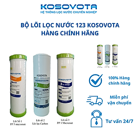 Bộ 3 lõi lọc nước 123 Kosovota 10" dùng cho máy lọc nước gia đình (Hàng chính hãng)