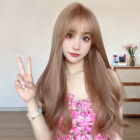 T-314 Tóc giả nguyên đầu xoăn gợn sóng màu vàng tây