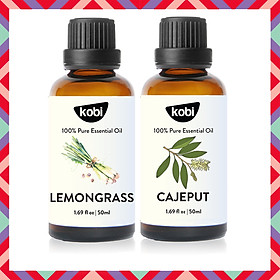 Combo Tinh Dầu Sả Chanh Kobi (50ml) + Tinh Dầu Tràm Gió Kobi (50ml) - Tinh Dầu Thiên Nhiên Nguyên Chất, Giúp Giảm Stress, Xua Đuổi Côn Trùng Và Khử Mùi Hiệu Quả, Thích Hợp Dùng Với Đèn Xông Và Máy Khuếch Tán