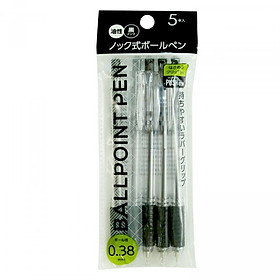 Bút bi mực đen 5 cây (0.38mm) 