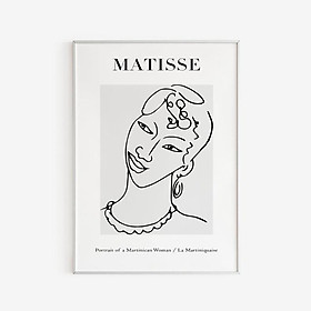 Tranh Canvas Cao Cấp | Tranh Matisse - Portrait of a Martinican Woman, Matisse Woman Sketch, Grey - Black - White