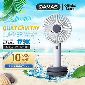Mua Quạt Điện Mini Cầm Tay Tích Điện Damas T9 - Thiết kế với 3 chế độ gió  đèn Led 7 màu siêu đẹp mắt  kiểu dáng nhỏ gọn tiện lợi  có thể cầm tay  để bàn tiện dụng - Hàng Chính Hãng