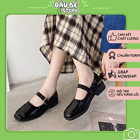 Giày Búp Bê Cổ Điển Mary Jane Ulzzang Cài Quai Ngang - Giày Lolita Vintage Bản Da Đen Bóng Siêu Xinh - Daube - G003