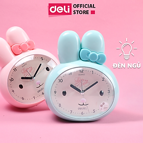 Mua Đồng hồ báo thức thỏ hoạt hình Deli - Trắng/ Xanh/ Hồng - 8803