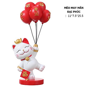 Tượng mèo may mắn bóng bay khay mèo trang trí Tết may mắn phát tài, quà tặng năm mới 2024 Maneki Neko