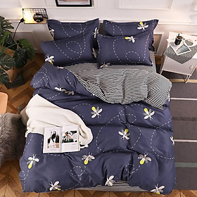 Bộ chăn ga gối cotton cao cấp PL1 - Ong bay - Tặng kèm 1 móc khóa Houston