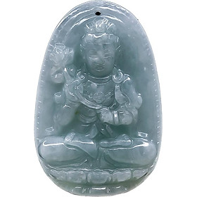 Mặt dây chuyền Đại Thế Chí Bồ Tát Cẩm Thạch tự nhiên - Phật Bản Mệnh cho người tuổi Ngọ | PBMJAD05 VietGemstones (Mặt kèm sẵn dây đeo)