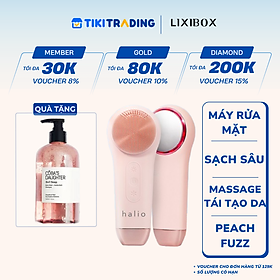 Máy Rửa Mặt Massage Tích Hợp Liệu Pháp Ánh Sáng và Nhiệt Halio Multi-task Cleansing & Massaging Device with Red Blue Light Therapy 5 in 1 - Peach Fuzz