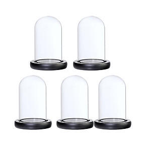 5Pcs 7x12cm Decorative Clear Glass Display Dome Cloche Bell Jar Black