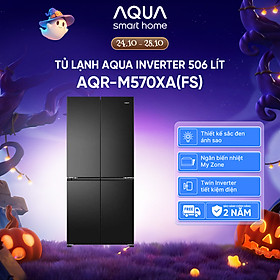 Tủ lạnh Aqua Inverter 506 lít 4 cánh AQR-M570XA(FS) - Bảo hành 2 năm - Freeship toàn quốc - Hàng chính hãng