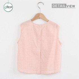 Áo sơ mi Linen đính nút sau Hàn Quốc