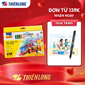 Bút lông màu Fiber Pen 20 màu Retro Thiên Long Colokit rửa được ngòi chóp viết nét thanh nét đậm SWM-C009
