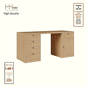 HAPPY FURNITURE , MATTA - Bàn làm việc 5 ngăn kéo 1 cửa mở , BAN_124 , 160cm x 59cm x 75cm DxRxC