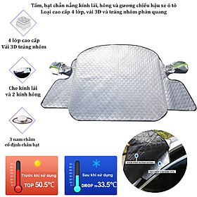 Tấm bạt chắn nắng kính lái, hông xe và gương chiếu hậu xe ô tô 4 lớp phản quang cao cấp - HÀNG LOẠI I