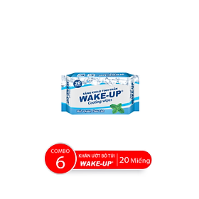 Combo 6 Bao Khăn Ướt WAKE-UP, 20 Miếng/Bao