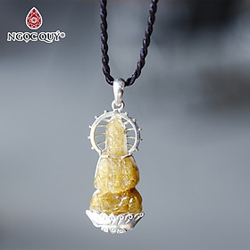 Mặt dây chuyền phật bà thạch anh tóc vàng bọc bạc mệnh thủy,kim - Ngọc Quý Gemstones