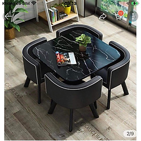Mua Bộ 1 bàn 4 ghế ngồi ăn cơm - bộ bàn ăn MẶT VÂN ĐÁ và ghế da - bộ bàn ghế ăn cơm cao cấp