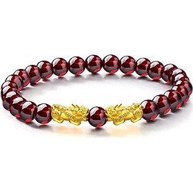 Lắc nam hồng thạch lựu garnet tự nhiên charm tỳ hưu cao cấp