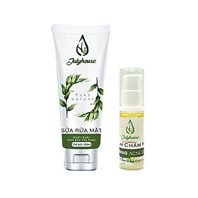 Bộ sữa rửa mặt Trà Xanh 100ml và serum chấm mụn Cúc La Mã 5ml JULYHOUSE