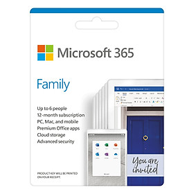 Phần mềm Microsoft 365 Family English APAC EM Subscr 1YR Medialess P6 (6GQ-01144) - Hàng Chính Hãng