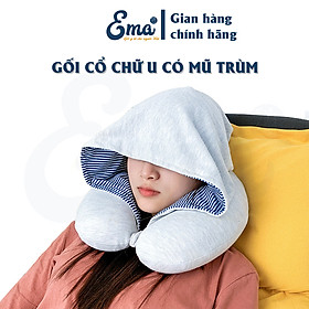 Mua Gối chữ U kê cổ có mũ trùm đầu EMA - Dành cho dân văn phòng  đi du lịch  tàu xe