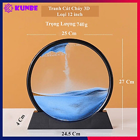 Mua Tranh Cát Chảy Chuyển Động 3D KUNBE Nhiều Mẫu Trang Trí Nhà Cửa Bàn Làm Việc  Giảm Stress - Màu xanh dương - Tròn Viền Đen 12inc