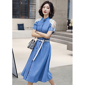 Đầm Jean Nữ Phối Ren Thời Trang