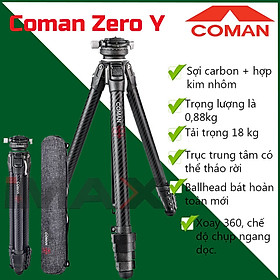 Chân máy ảnh Coman Zero Y, Carbon - Hàng chính hãng