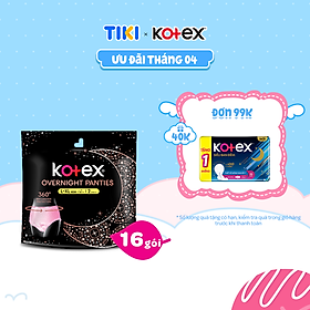 Thùng 16 gói BVS Kotex Ban Đêm Dạng Quần cỡ L XL 2 miếng