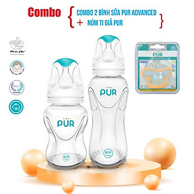 Combo 2 bình sữa Pur Advanced + Núm ti giả Pur